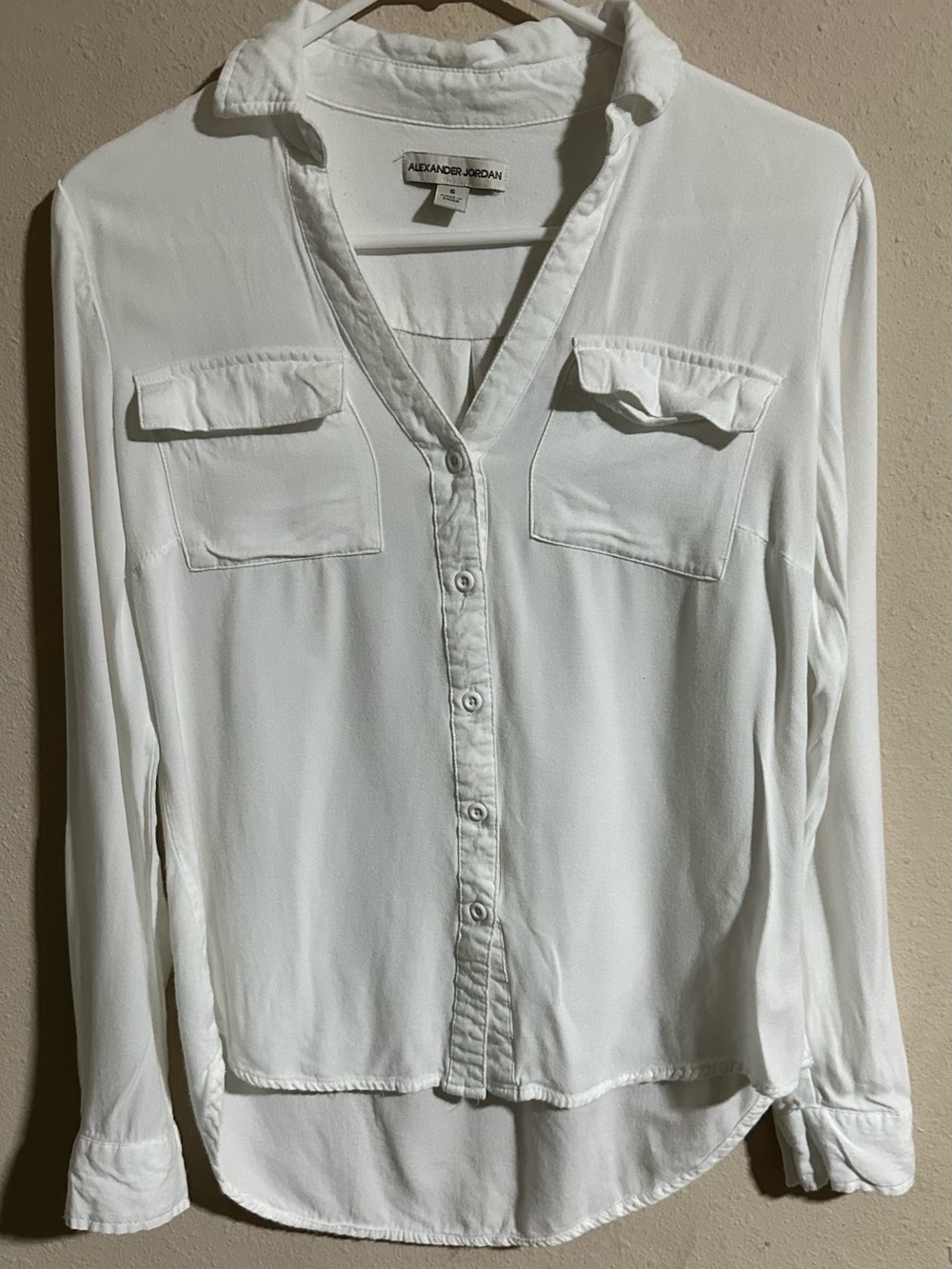 Alexander Jordan Women's White Button-Front Utility Blouse